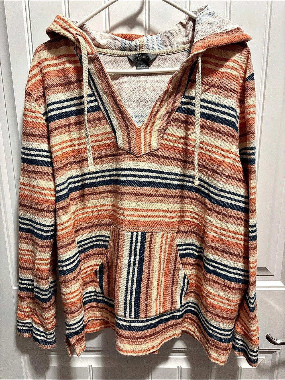 Natural Reflections XL Baja Hoodie Striped Cotton Pullover